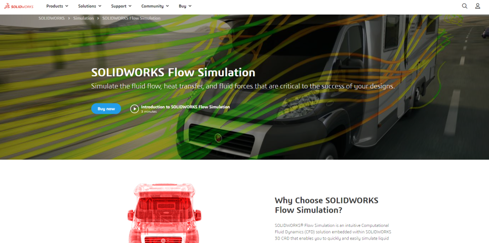 솔리드웍스 플로우 시뮬레이션 홈페이지