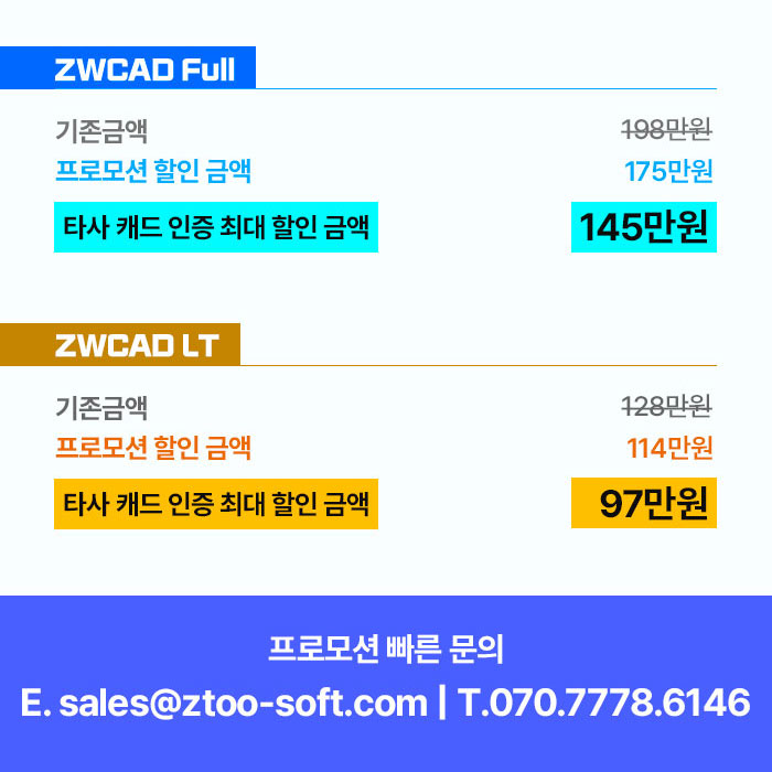 ZWCAD 8월 할인 프로모션 가격 정보